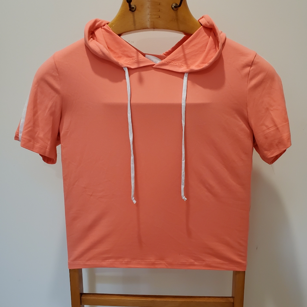 Trendz Short Sleeve Hooded Pink Top Girls Xl